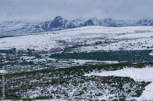 Snowy winter landscape in the mountain of Peneda Geres National Park, the only national park in Portugal.