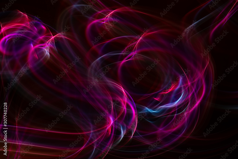 Chaotic movement of different bands on a black background