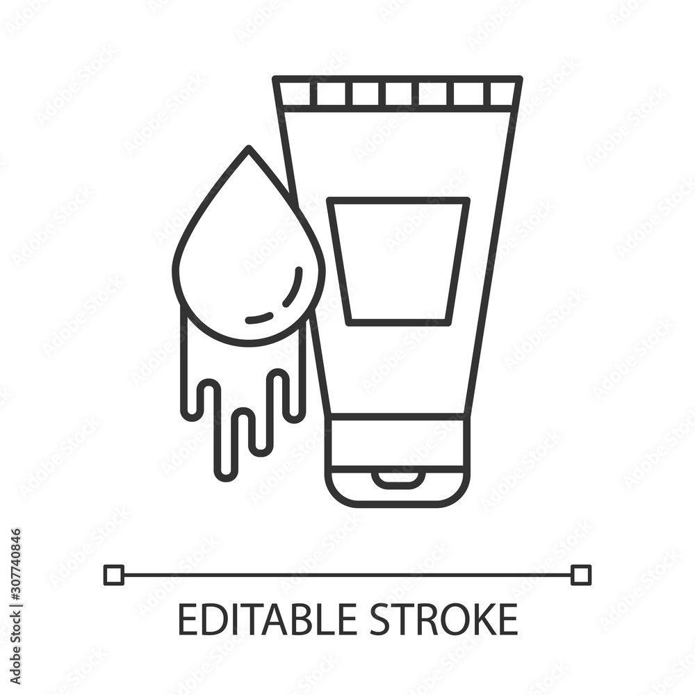 Vektorová grafika „Waterbased lubricant linear icon. Product for safe