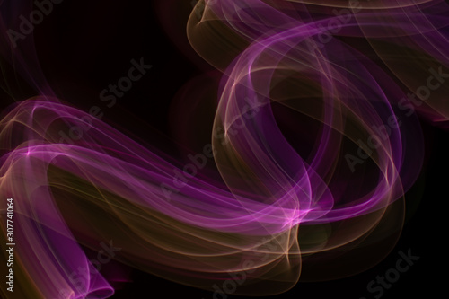 Chaotic movement of different bands on a black background