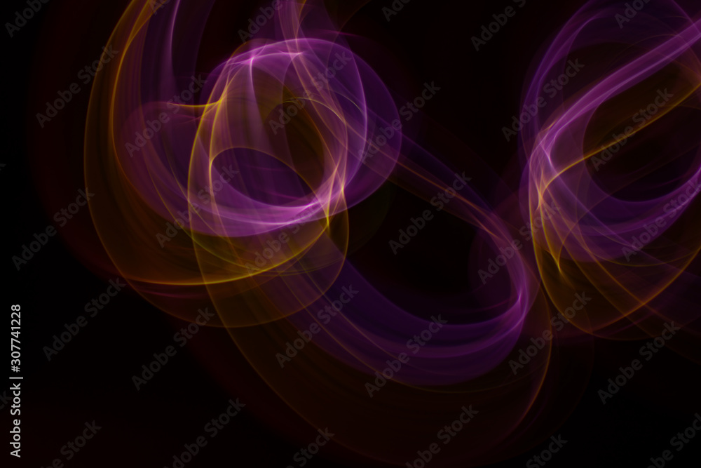 Chaotic movement of different bands on a black background Chaotic movement of different bands on a black background