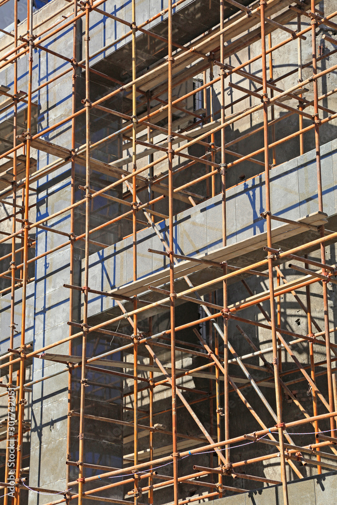 Steel scaffolding for construction site