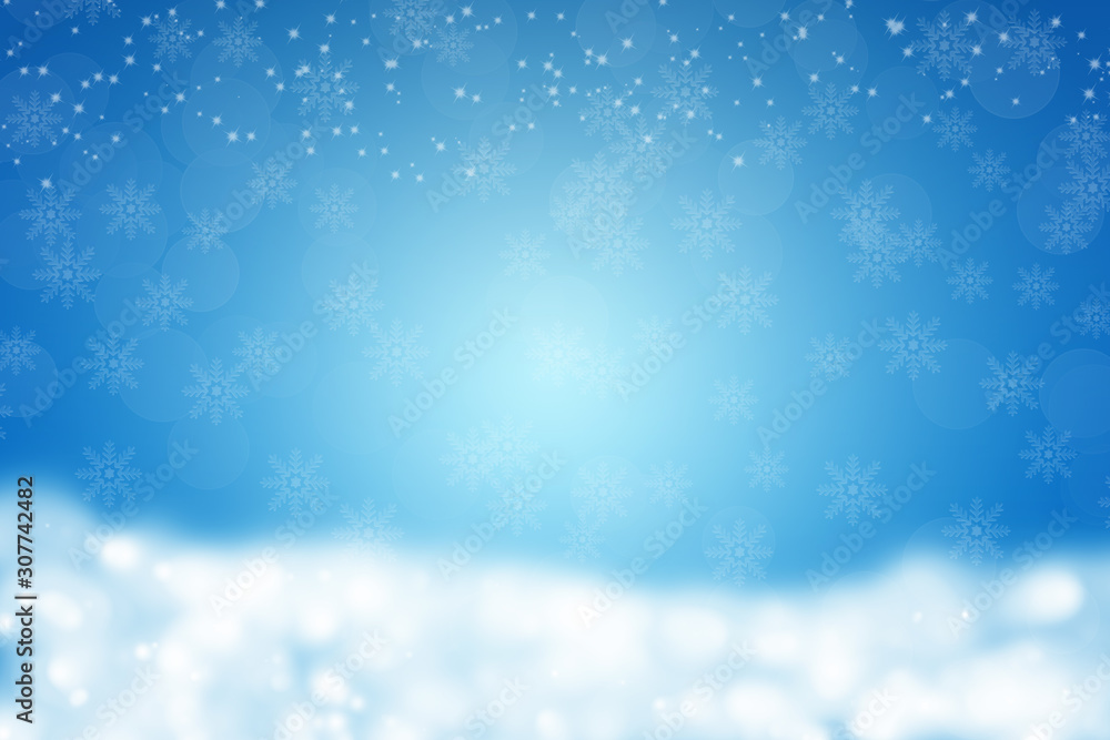 Blue pastel winter background with snow and snowflakes. Blue pastel winter background with snow and snowflakes.