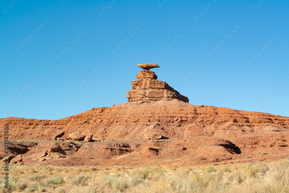 Utah, united states of America, USA-October 7th 2019: A landscape with Mexican hat 