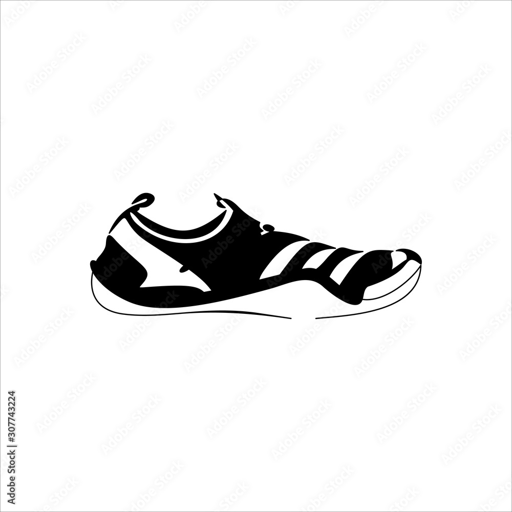 illustration of sneakers. Sports shoes in a line style.