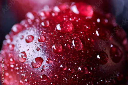 Fresh washed cherry berries with water drops on a background