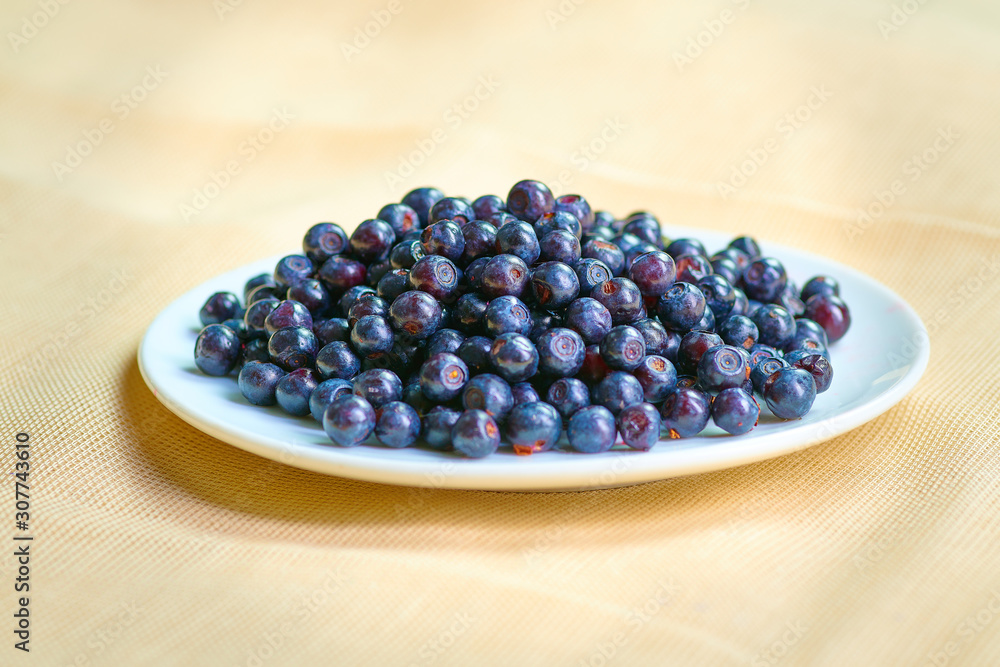 Fresh washed blueberries on table Fresh washed blueberries on table