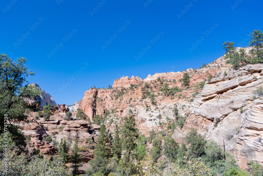 ZION, Utah/ united states of America-October 3rd 2019: landscape with erosion along ZION MOUNT CAMEL HIGHWAY ZION, Utah/ united states of America-October 3rd 2019: landscape with erosion along ZION MOUNT CAMEL HIGHWAY