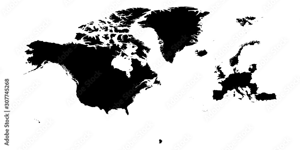 North Atlantic Treaty Organization, NATO, member countries silhouette map
