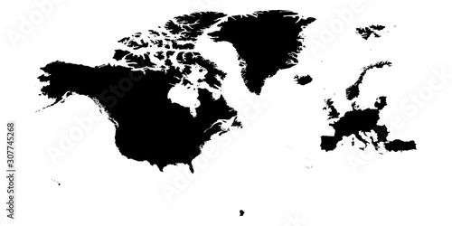 North Atlantic Treaty Organization  NATO  member countries silhouette map