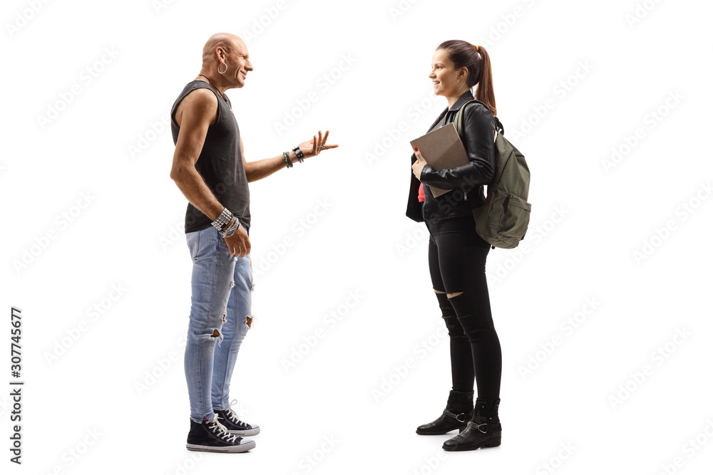 Fototapeta premium Male hipster and a female student talking
