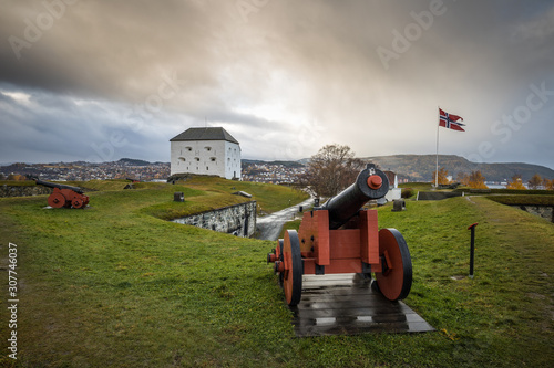 Kristiansten fortress white building in Trondheim, Norway photo