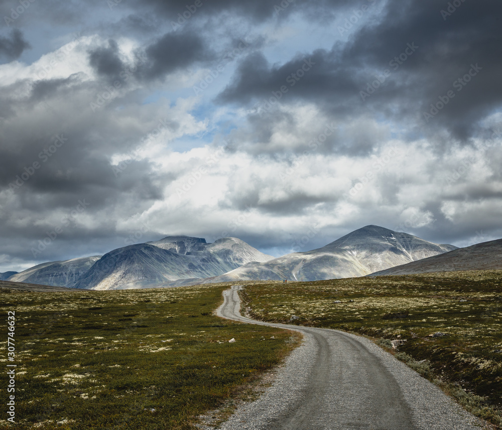 Traveling to Rondane National Park, road motive.