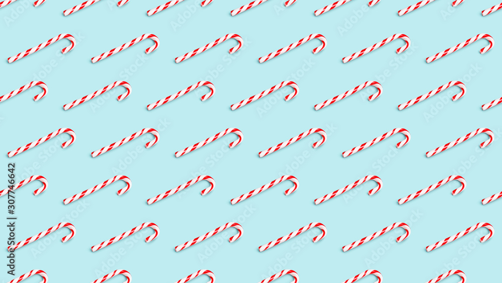 Seamless background pattern of christmas candy cane isolated on azure Seamless background pattern of christmas candy cane isolated on azure