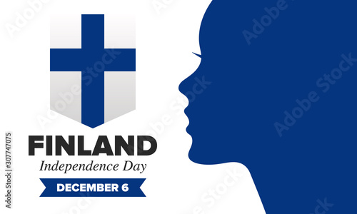 Independence Day in Finland. National happy holiday, celebrated annual in December 6. Finland flag. Patriotic elements. Poster, card, banner and background. Vector illustration