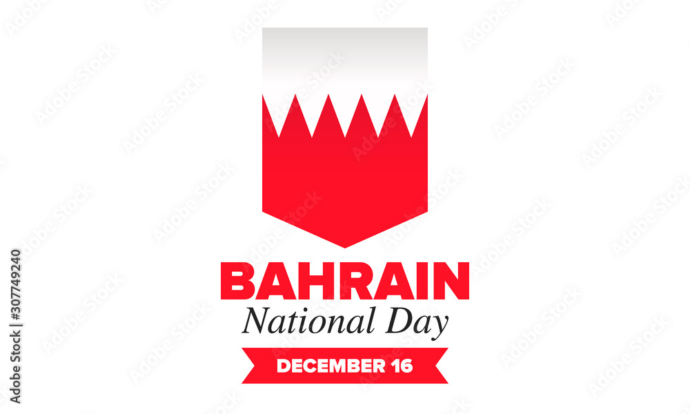 National Day in Bahrain. National happy holiday, celebrated annual in December 16. Bahrain flag. Patriotic elements. Poster, card, banner and background. Vector illustration National Day in Bahrain. National happy holiday, celebrated annual in December 16. Bahrain flag. Patriotic elements. Poster, card, banner and background. Vector illustration