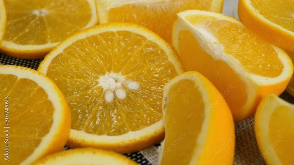Orange fruit on white tablecloth on table. Fresh juicy fruits concept Orange fruit on white tablecloth on table. Fresh juicy fruits concept
