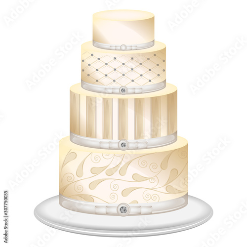 Decorated wedding cake image. Marriage concept - Vector illustration design