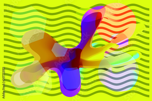 repetition of overlapping figures on a yellow background