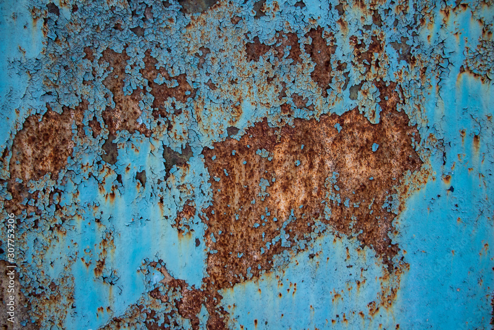 Fototapeta premium Rusty background. Shabby. Blue background. Rust. Vintage. Interesting texture.