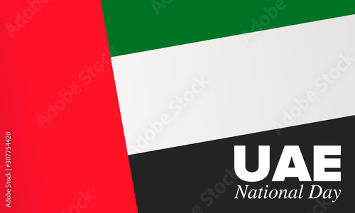 National Day in United Arab Emirates. National happy holiday, celebrated annual in December 2. UAE flag. Patriotic elements. Poster, card, banner and background. Vector illustration