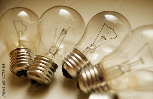 Incandescent light bulbs in a group