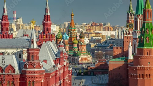 sunny day moscow city red square rooftop panorama 4k timelapse russia