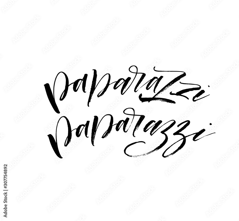 Fototapeta premium Set of paparazzi hand drawn phrase. Modern vector brush calligraphy. Ink illustration with hand-drawn lettering. 