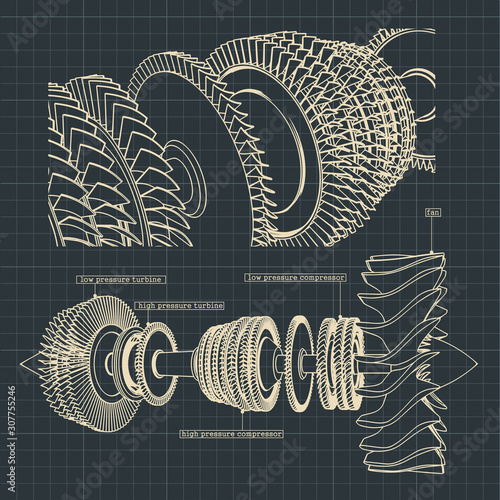 Jet engine compressor drawings