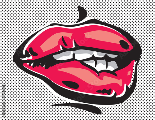 Lips. Pop art sexy red lips