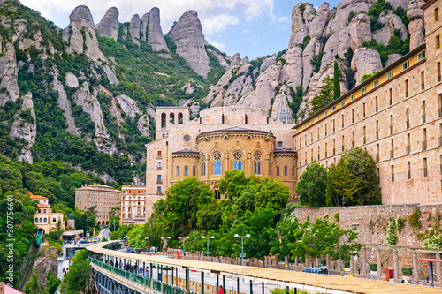 Santa Maria de Montserrat, a Benedictine abbey located on the mountain of Montserrat, in Monistrol de Montserrat, in Catalonia, Spain
