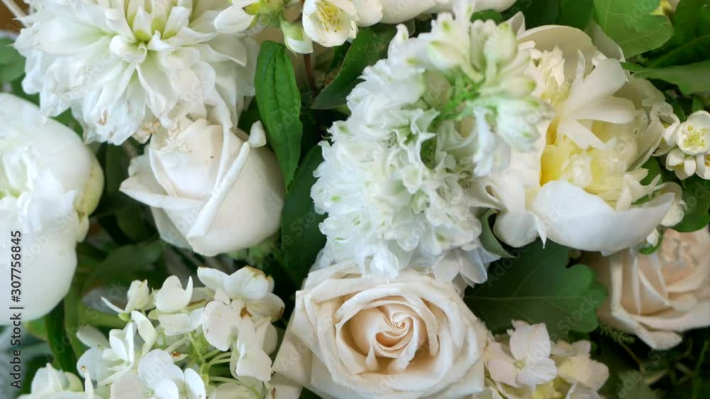 CLOSE UP Of Bouquet Of White Flowers, TILT UP CLOSE UP Of Bouquet Of White Flowers, TILT UP