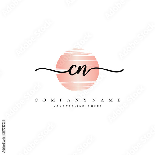 CN Initial Letter handwriting logo hand drawn template vector.