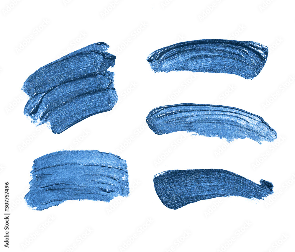 Set blue color smudges, splashes and strokes. - obrazy, fototapety, plakaty 