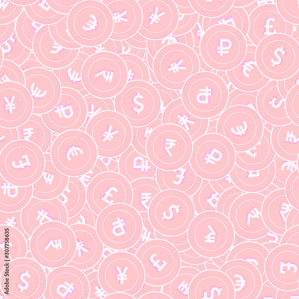 International currencies copper coins seamless pat