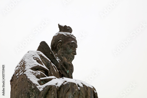 Ancient Chinese Confucian sculptures in the park, Tangshan City, Hebei, China