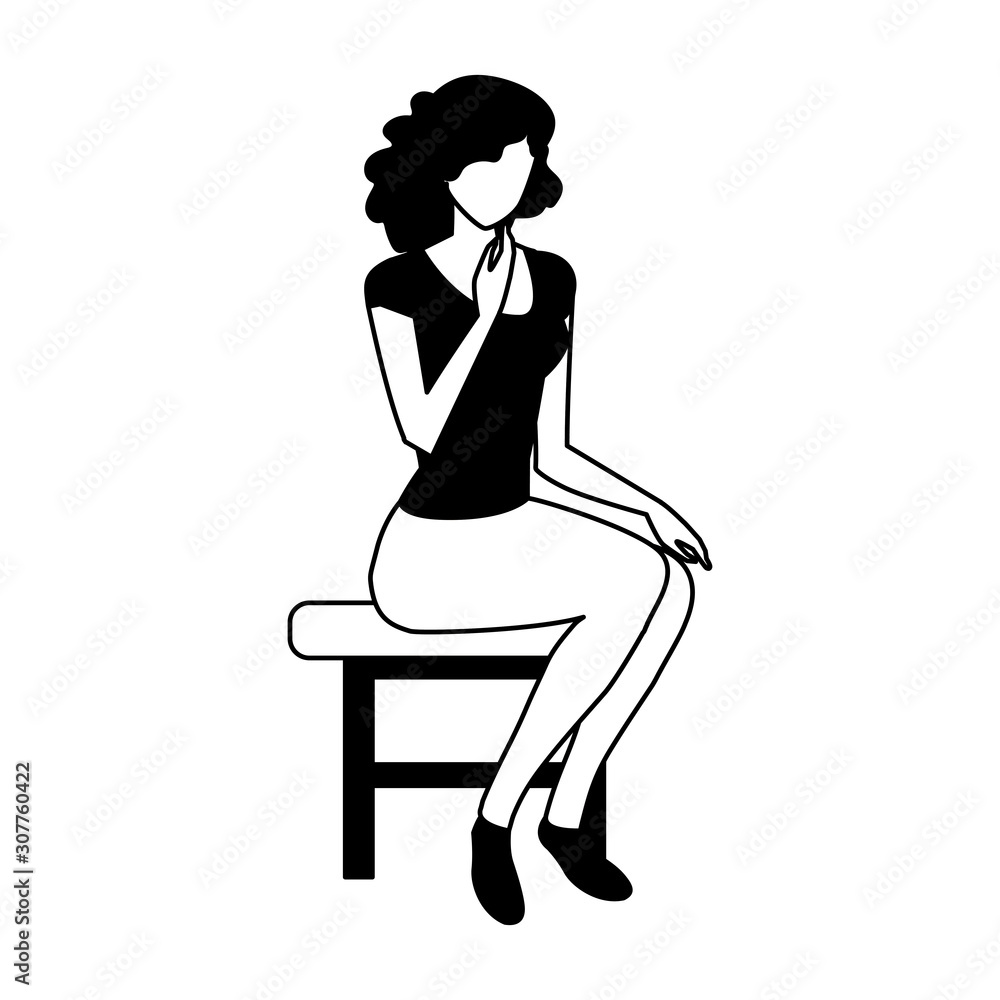 silhouette of young woman sitting in chair on white background silhouette of young woman sitting in chair on white background