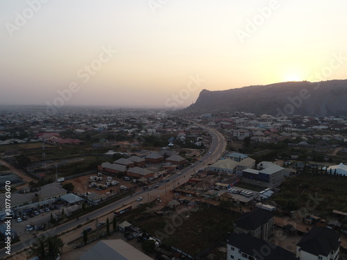 Drone photo of sunset in Kubwa, Abuja Nigeria