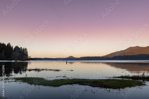 Pink Sunrise at Lake Quinault, Olympic National Park, Washington