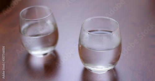 Water glass on the table