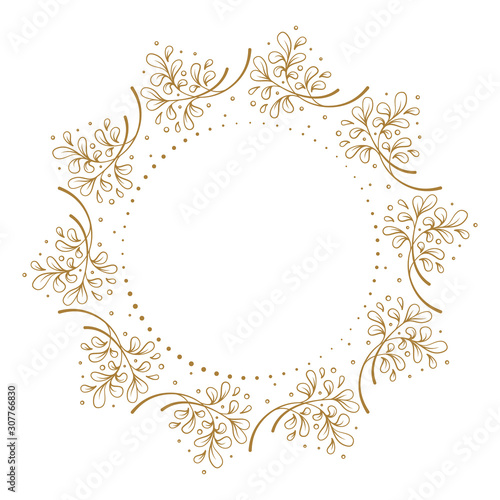 Vector floral vintage wreath frame on a white background.