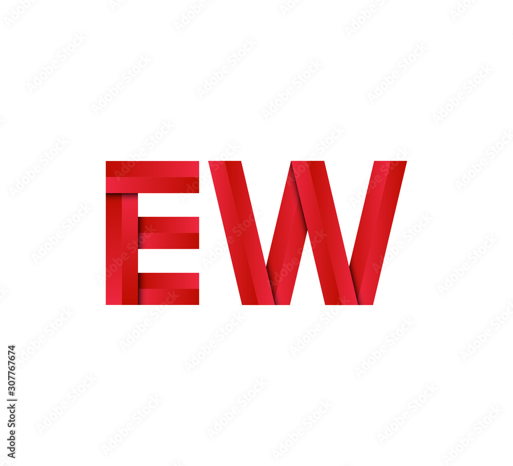 Initial two letter red 3D logo vector EW Initial two letter red 3D logo vector EW