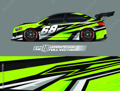 Car wrap decal designs. Abstract racing and sport background for car livery. Full vector eps 10.