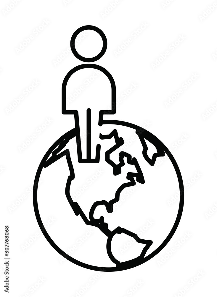 pedestrian silhouette walking with planet earth pedestrian silhouette walking with planet earth