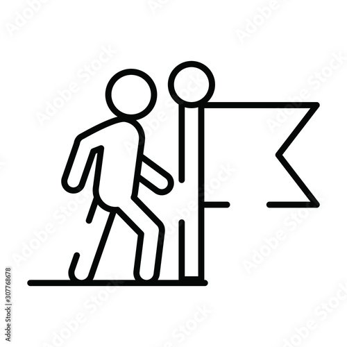 pedestrian silhouette walker with flag