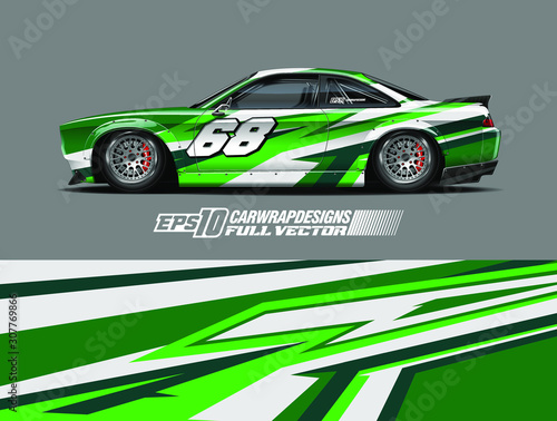 Car wrap decal designs. Abstract racing and sport background for car livery. Full vector eps 10.