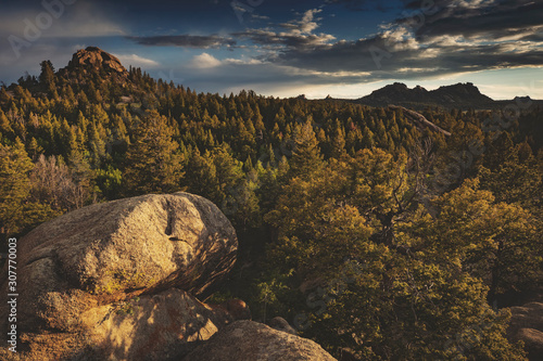 The rock formations of Vedauwoo in the Medicine Bow National Forest near Laramie, Wyoming photo