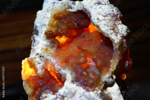 A sample of sinter chalcedony with large spherulites. Golutvino deposit, Russia photo