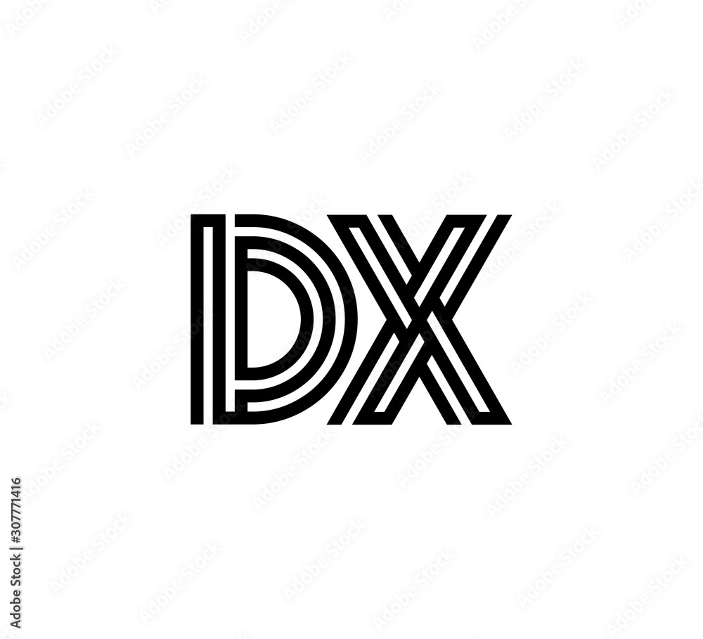Initial two letter black line shape logo vector DX Stock Vector | Adobe ...