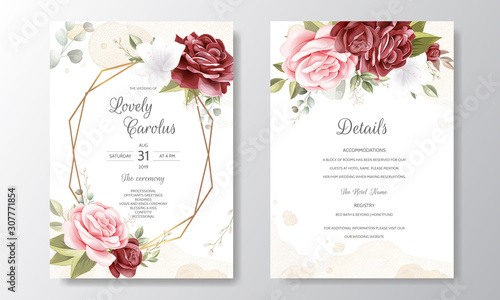 Beautiful Floral Wreath Wedding Invitation Card Template